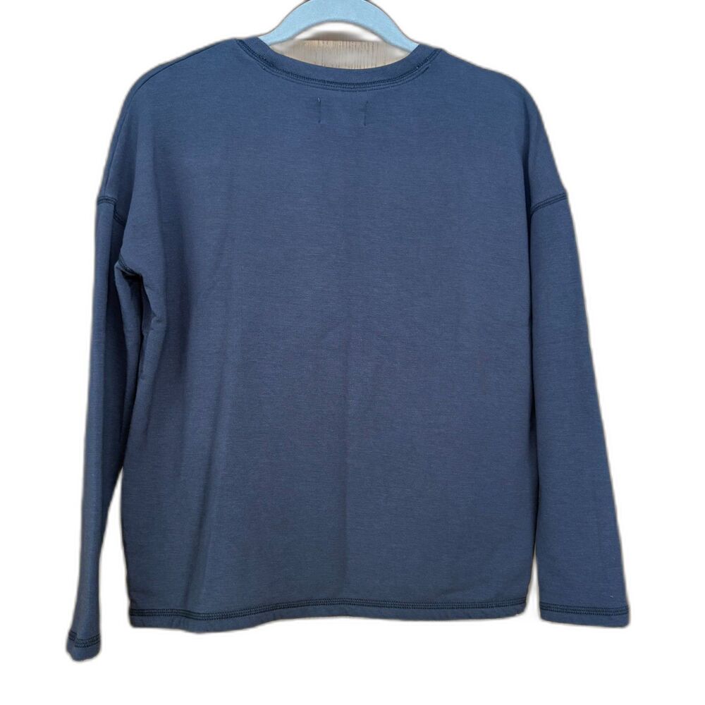 Madewell MWL Superbrushed Contrast-Stitched Easygoing Sweatshirt - Navy - XXS - Picture 2 of 9